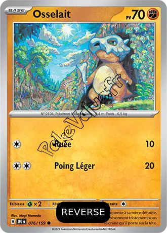 Carte Pokémon Osselait  Reverse n°076 de la série Aventures Ensemble