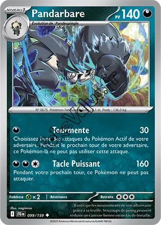 Carte Pokémon Pandarbare  n°099 de la série Aventures Ensemble