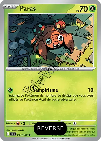 Carte Pokémon Paras  Reverse n°004 de la série Aventures Ensemble