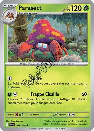 Carte Pokémon Parasect  n°005 de la série Aventures Ensemble