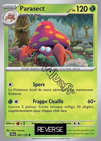 Carte Pokémon Parasect  Reverse n°005 de la série Aventures Ensemble
