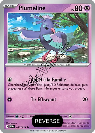 Carte Pokémon Plumeline  Reverse n°065 de la série Aventures Ensemble