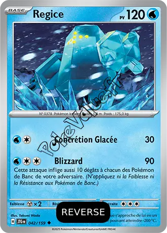 Carte Pokémon Regice  Reverse n°042 de la série Aventures Ensemble