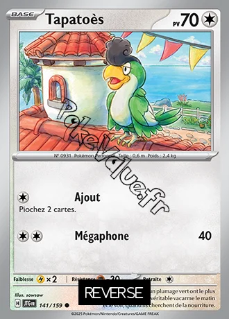 Carte Pokémon Tapatoès Reverse n°141 de la série Aventures Ensemble