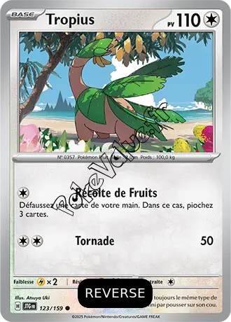 Carte Pokémon Tropius  Reverse n°123 de la série Aventures Ensemble