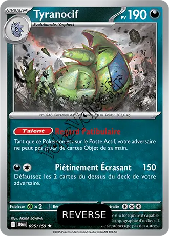 Carte Pokémon Tyranocif  Reverse n°095 de la série Aventures Ensemble