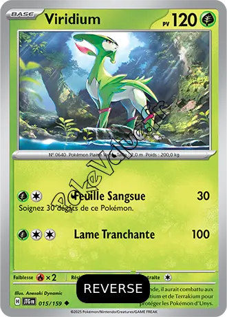 Carte Pokémon Viridium  Reverse n°015 de la série Aventures Ensemble