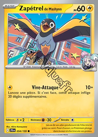 Carte Pokémon Zapétrel de Mashynn  n°054 de la série Aventures Ensemble