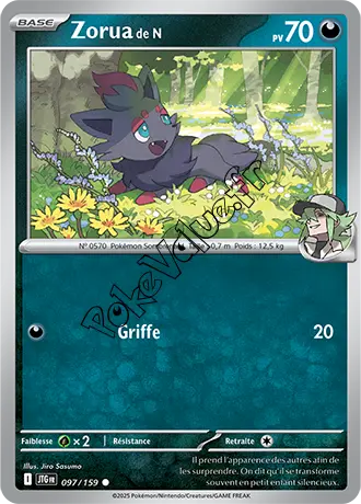 Carte Pokémon Zorua de N  n°097 de la série Aventures Ensemble
