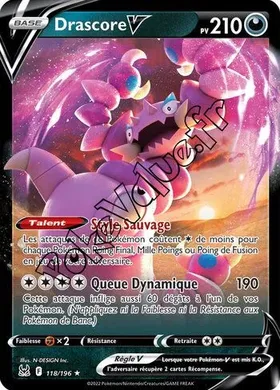 Carte Pokémon Drascore V  n°118 de la série Origine Perdue