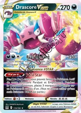 Carte Pokémon Drascore VSTAR  n°119 de la série Origine Perdue