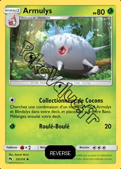 Carte Pokémon Armulys Reverse n°25 de la série Tonnerre Perdu