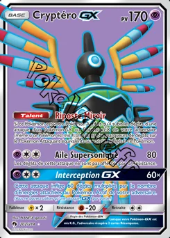 Carte Pokémon Cryptéro GX n°202 de la série Tonnerre Perdu