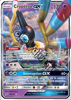 Carte Pokémon Cryptéro GX n°98 de la série Tonnerre Perdu