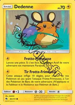Carte Pokémon Dedenne  n°84 de la série Tonnerre Perdu