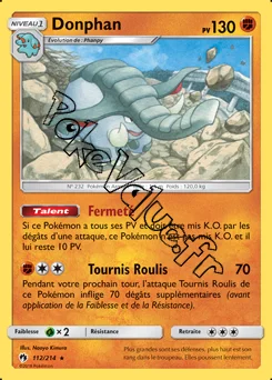 Carte Pokémon Donphan  n°112 de la série Tonnerre Perdu