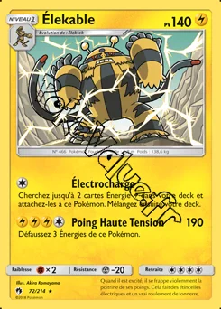 Carte Pokémon Élekable n°72 de la série Tonnerre Perdu