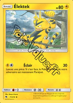 Carte Pokémon Élektek n°71 de la série Tonnerre Perdu