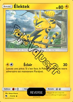 Carte Pokémon Élektek Reverse n°71 de la série Tonnerre Perdu