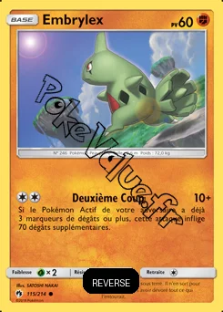 Carte Pokémon Embrylex Reverse n°115 de la série Tonnerre Perdu