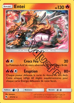 Carte Pokémon Entei  n°47 de la série Tonnerre Perdu