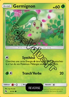 Carte Pokémon Germignon Reverse n°5 de la série Tonnerre Perdu