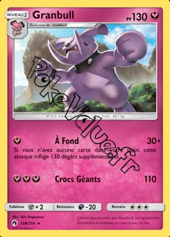 Carte Pokémon Granbull  n°138 de la série Tonnerre Perdu