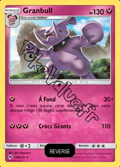 Carte Pokémon Granbull  Reverse n°138 de la série Tonnerre Perdu