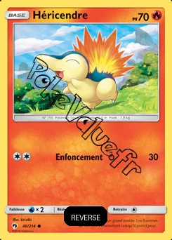 Carte Pokémon Héricendre Reverse n°40 de la série Tonnerre Perdu