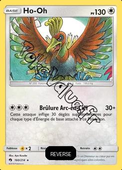 Carte Pokémon Ho-Oh Reverse n°160 de la série Tonnerre Perdu