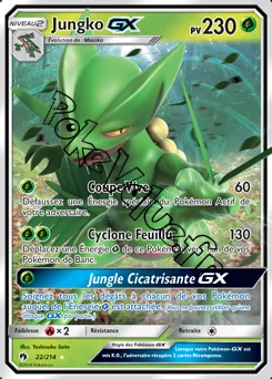 Carte Pokémon Jungko GX n°22 de la série Tonnerre Perdu
