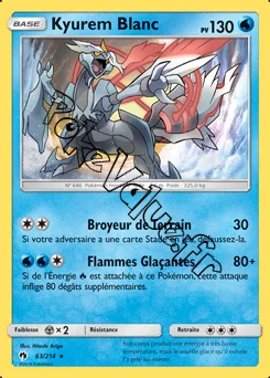 Carte Pokémon Kyurem Blanc n°63 de la série Tonnerre Perdu