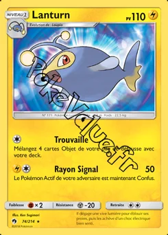 Carte Pokémon Lanturn  n°74 de la série Tonnerre Perdu