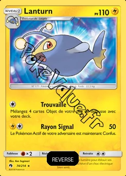 Carte Pokémon Lanturn  Reverse n°74 de la série Tonnerre Perdu
