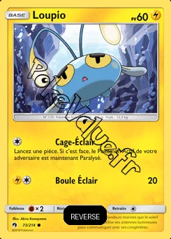 Carte Pokémon Loupio Reverse n°73 de la série Tonnerre Perdu