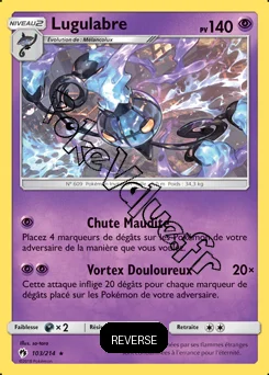 Carte Pokémon Lugulabre Reverse n°103 de la série Tonnerre Perdu