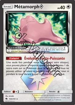 Carte Pokémon Métamorph n°154 de la série Tonnerre Perdu