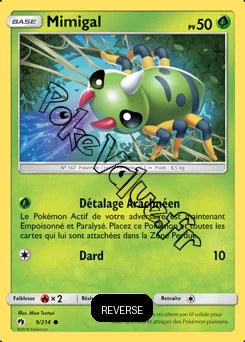 Carte Pokémon Mimigal Reverse n°9 de la série Tonnerre Perdu