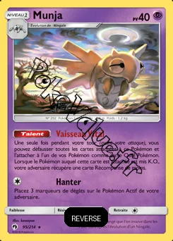Carte Pokémon Munja Reverse n°95 de la série Tonnerre Perdu