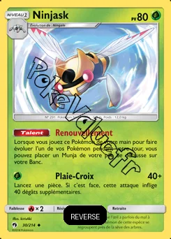 Carte Pokémon Ninjask  Reverse n°30 de la série Tonnerre Perdu