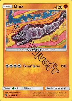 Carte Pokémon Onix  n°109 de la série Tonnerre Perdu