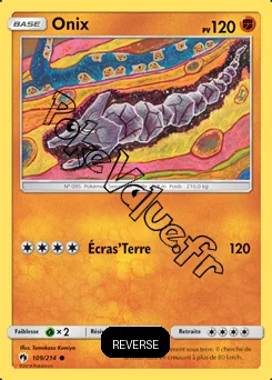 Carte Pokémon Onix  Reverse n°109 de la série Tonnerre Perdu