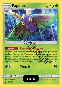Carte Pokémon Papinox Reverse n°28 de la série Tonnerre Perdu