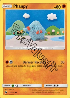 Carte Pokémon Phanpy  n°111 de la série Tonnerre Perdu