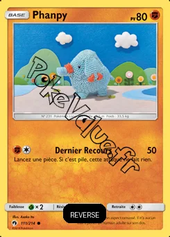 Carte Pokémon Phanpy  Reverse n°111 de la série Tonnerre Perdu
