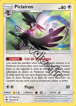 Carte Pokémon Piclairon n°165 de la série Tonnerre Perdu