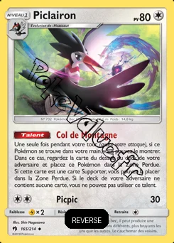 Carte Pokémon Piclairon Reverse n°165 de la série Tonnerre Perdu