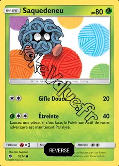Carte Pokémon Saquedeneu  Reverse n°1 de la série Tonnerre Perdu