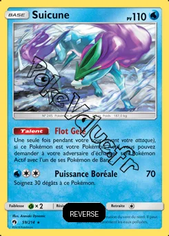 Carte Pokémon Suicune  Reverse n°59 de la série Tonnerre Perdu