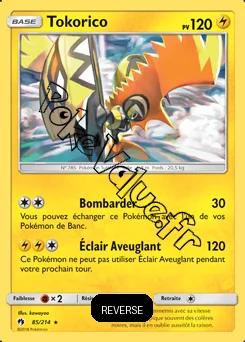 Carte Pokémon Tokorico  Reverse n°85 de la série Tonnerre Perdu